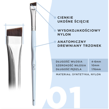 Pędzel skośny duży OKO #1 do brwi – precyzyjny kontur i mapowanie