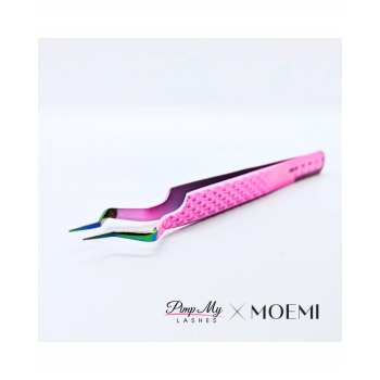 Różowa Pęseta Do Separacji Rzęs Zakrzywiona - Moemi X Pimp My Lashes