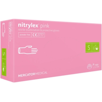 Mercator Rękawiczki Różowe Nitrylowe S 100 szt/ 50 par