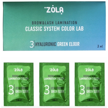 Hialuronowy elixir do rzęs i brwi ZOLA Color Lab 03 Lifting Green Gel 3ml