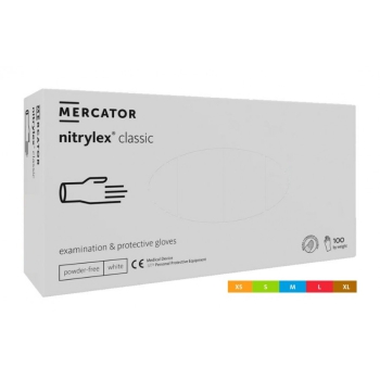Mercator Rękawiczki Nitrylowe S White 100 szt/ 50 par