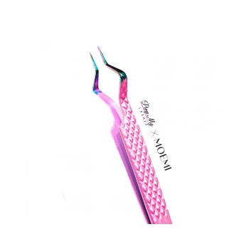 Różowa Pęseta Do Separacji Rzęs Zakrzywiona - Moemi X Pimp My Lashes